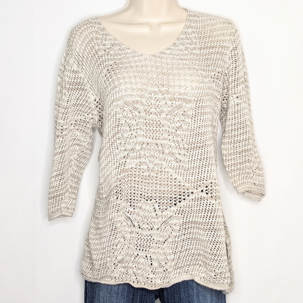 Jeanne Pierre loose knit sweater 3/4‎ sleeve sz XL